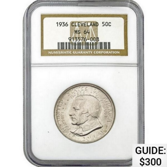 1936 Cleveland 50C NGC MS64