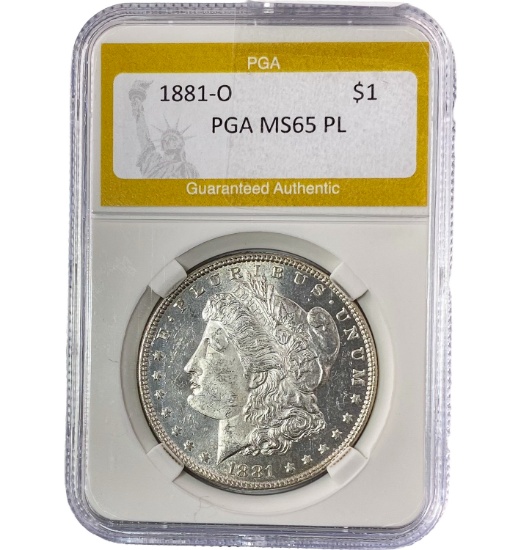 1881-O Morgan Silver Dollar PGA MS65 PL