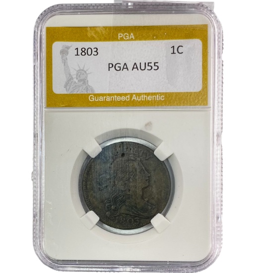 1803 Draped Bust Large Cent PGA AU55