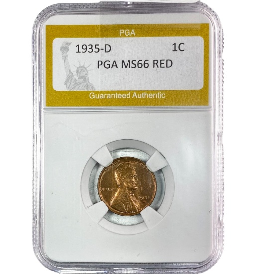 1935-D Wheat Cent PGA MS66 RED