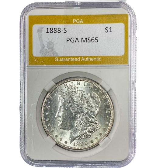 1888-S Morgan Silver Dollar PGA MS65