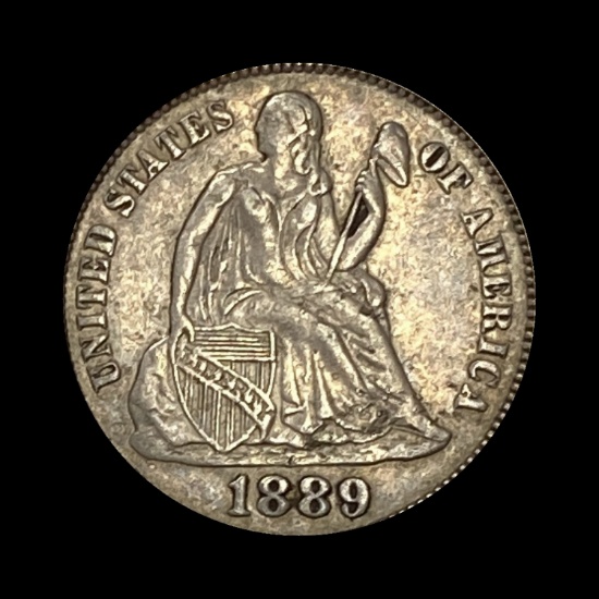 1889 Silver Seated Liberty Dime NEARLY UNCIRCULATED
