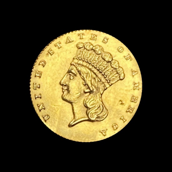 1862 Gold $1 Indian Head CHOICE BU