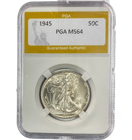 1945 Walking Liberty 50C PGA MS64
