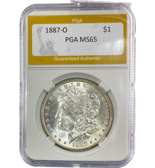 1887-O Morgan Silver Dollar PGA MS65