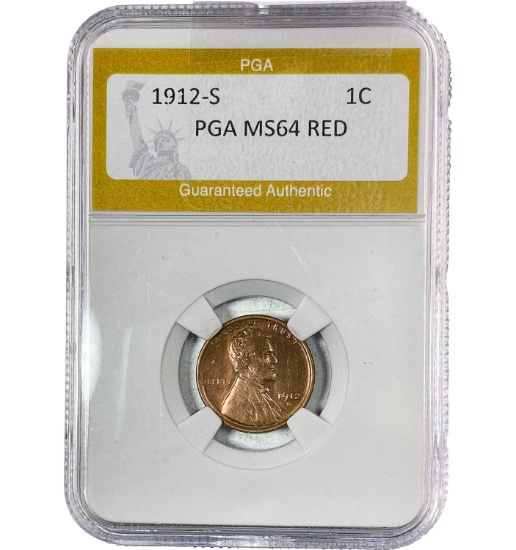 1912-S Wheat Cent PGA MS64 RED