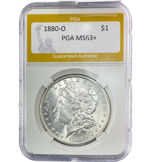 1880-O Morgan Silver Dollar PGA MS63+