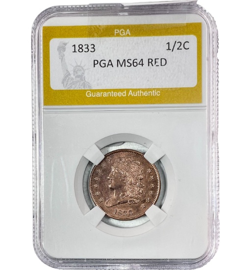 1833 Classic Head 1/2C PGA MS64 RED