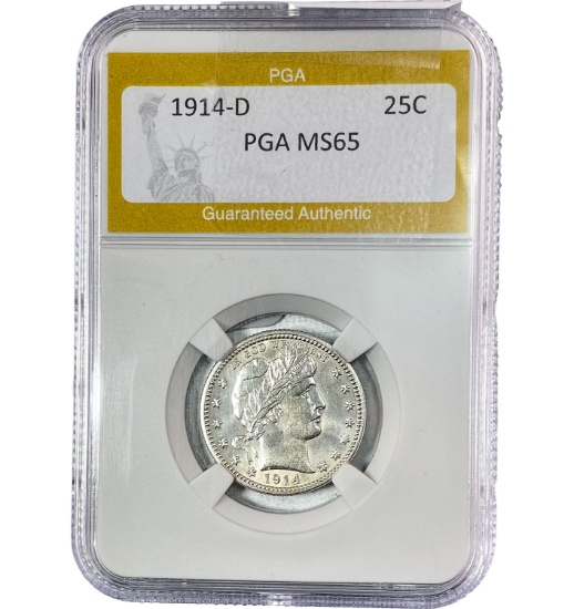 1914-D Barber Quarter PGA MS65