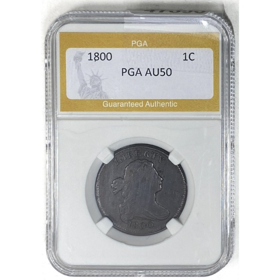 1800 Draped Bust Large Cent PGA AU50
