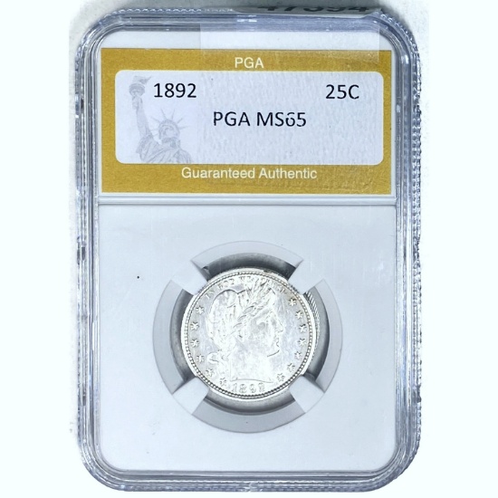 1892 Barber Quarter PGA MS65