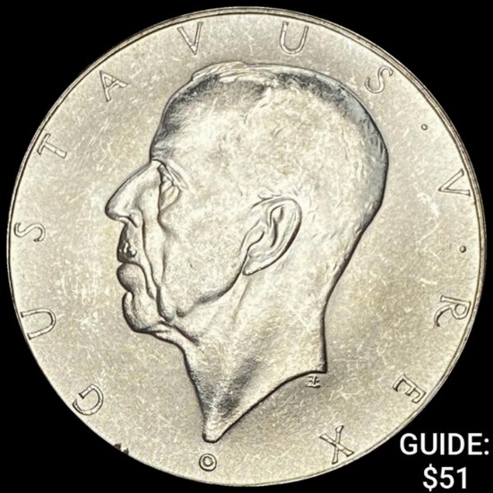 1938 Sweden Silver 2 Kronor UNCIRCULATED