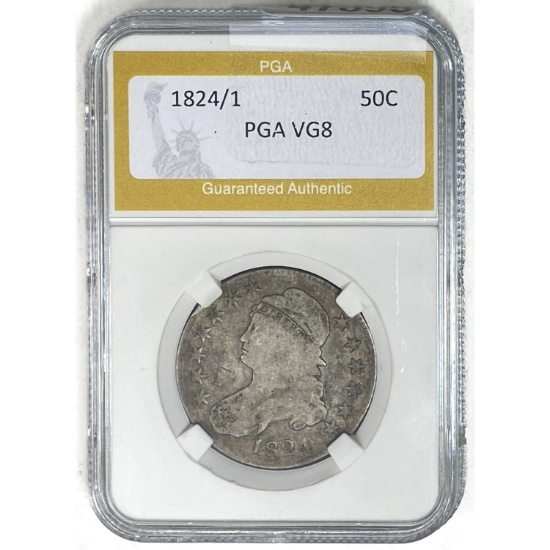 1824/1 Cappped Bust Half Dollar PGA VG8