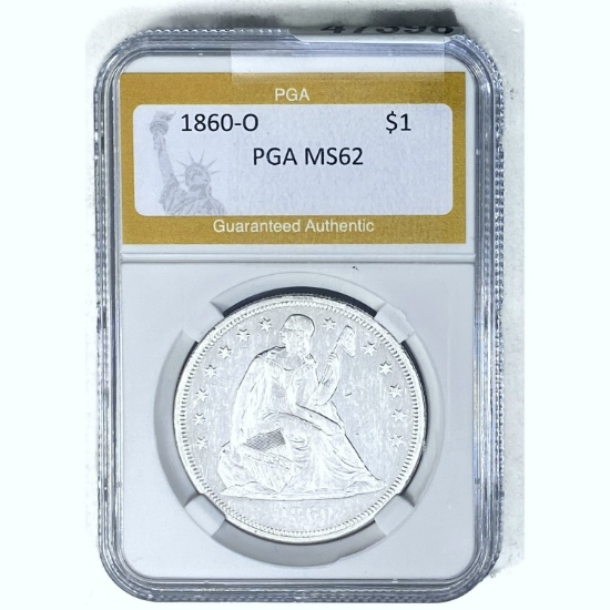 1860-O Seated Liberty Silver Dollar PGA MS62