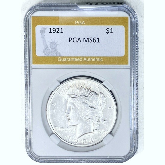 1921 Silver Peace Dollar PGA MS61