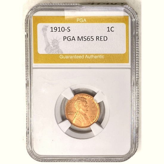 1910-S Wheat Cent PGA MS65 RED