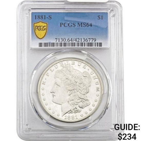 1881-S Morgan Silver Dollar PCGS MS64