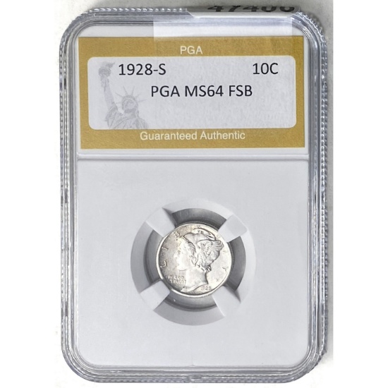 1928-S Mercury Dime PGA MS64 FSB