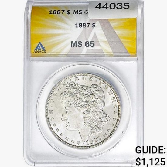 1887 Morgan Silver Dollar ANACS MS65