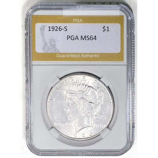1926-S Silver Peace Dollar PGA MS64