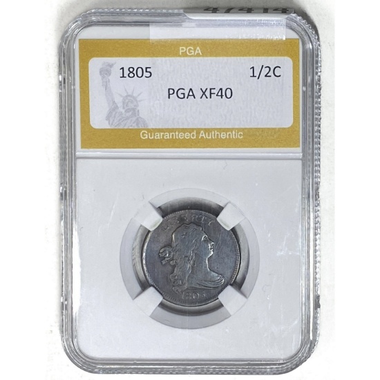 1805 Draped Bust Half Cent PGA XF40