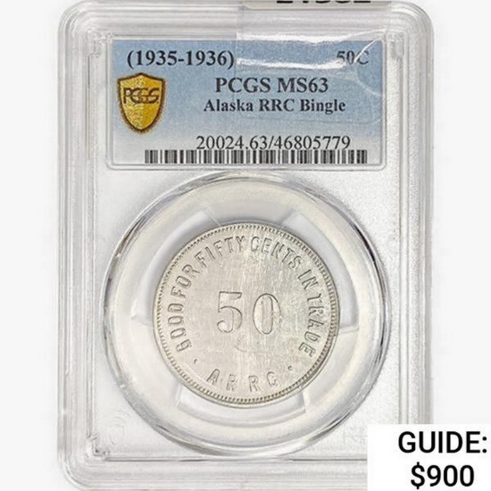 (1935-1936) 50C Alaska RRC Bingle PCGS MS63