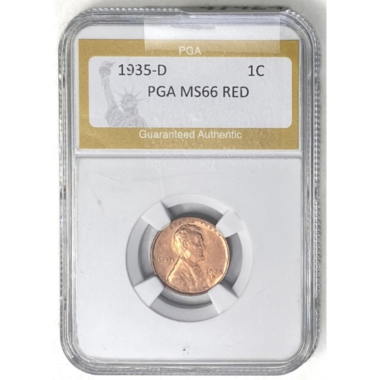 1935-D Wheat Cent PGA MS66 RED