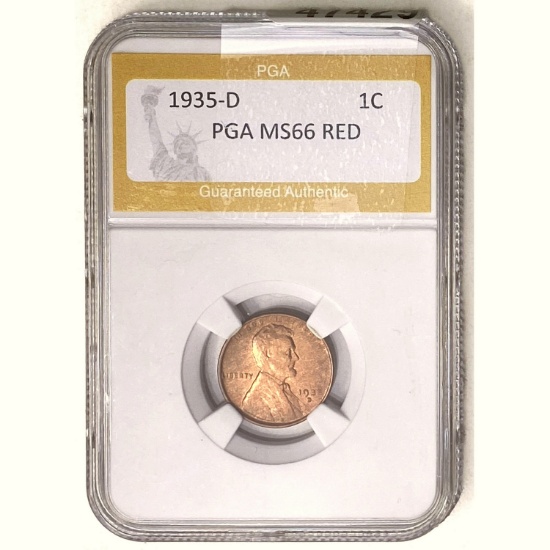 1935-D Wheat Cent PGA MS66 RED