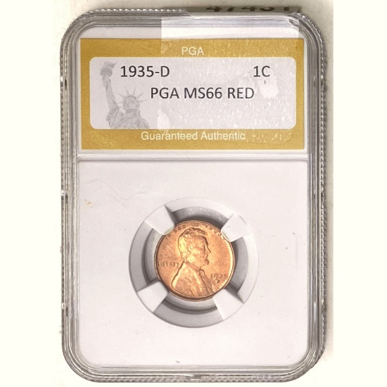 1935-D Wheat Cent PGA MS66 RED