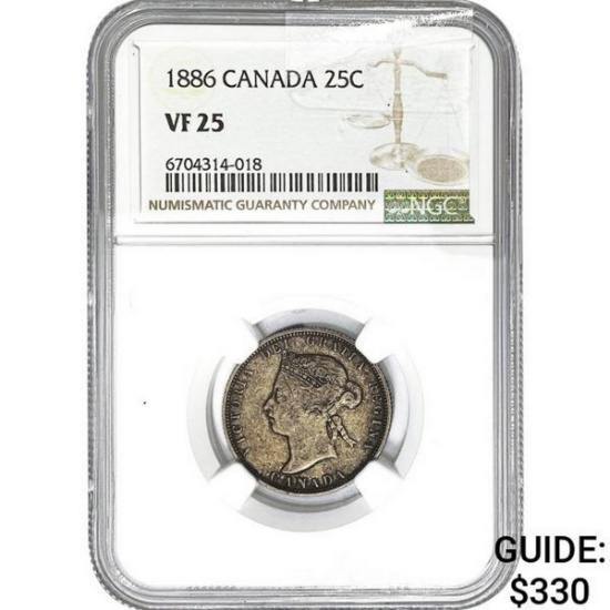 1886 Canada 25 Cents NGC VF25