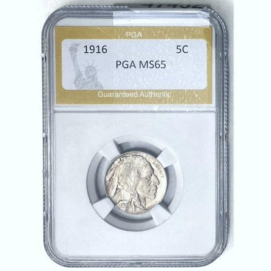 1916 5C Buffalo Nickel PGA MS65