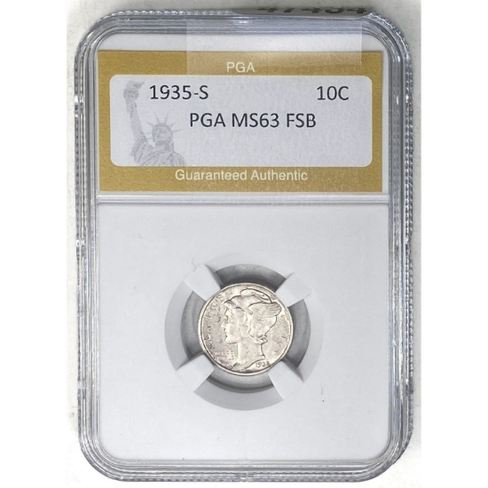 1935-S Mercury Dime PGA MS63 FSB