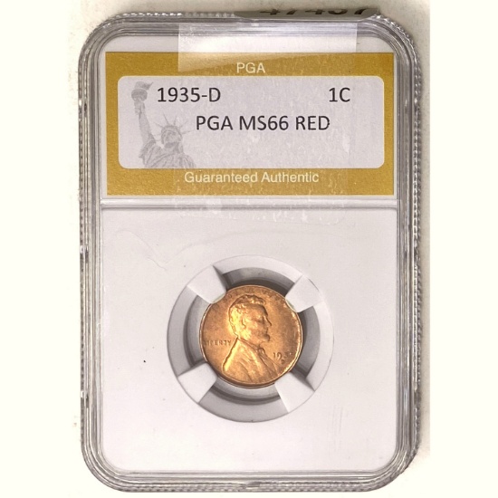 1935-D Wheat Cent PGA MS66 RED