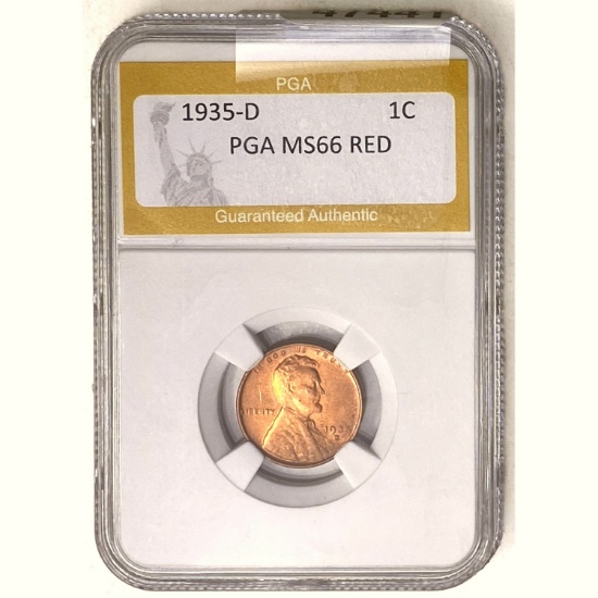 1935-D Wheat Cent PGA MS66 RED