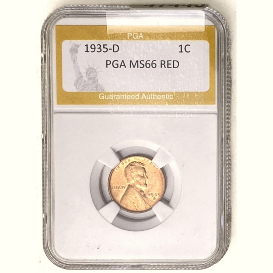 1935-D Wheat Cent PGA MS66 RED