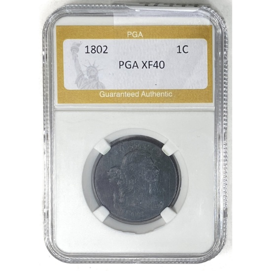 1802 Draped Bust Large Cent PGA XF40