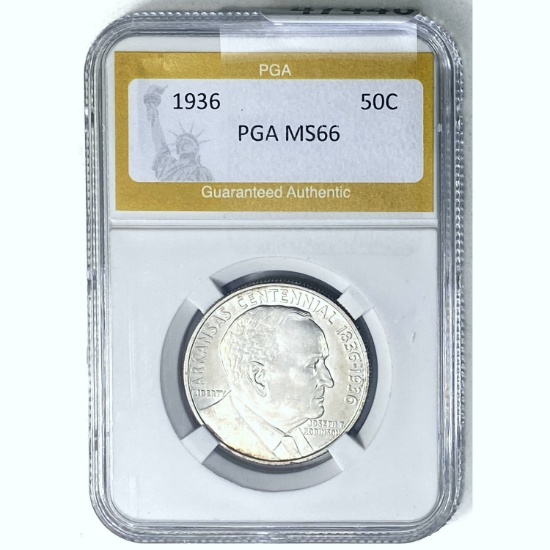 1936 50C Arkansas Centennial PGA MS66