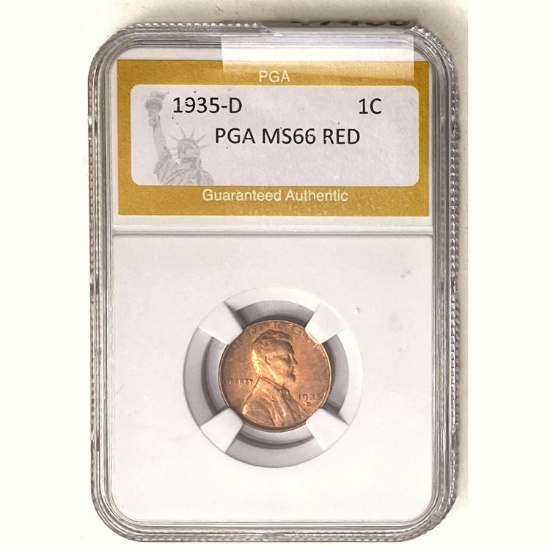 1935-D Wheat Cent PGA MS66 RED