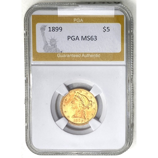 1899 $5 Gold Liberty Head PGA MS63