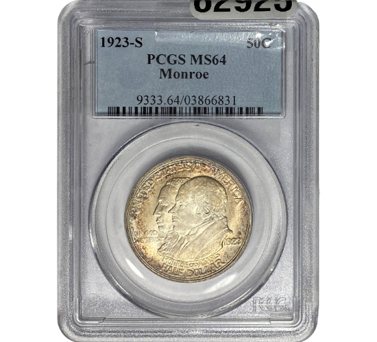 1923-S Monroe Half Dollar PCGS MS64