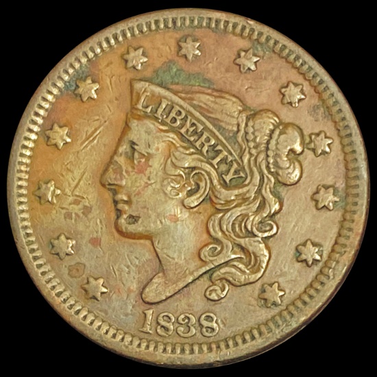 1838 Coronet Head Large Cent CLOSELY UNCIRCULATED