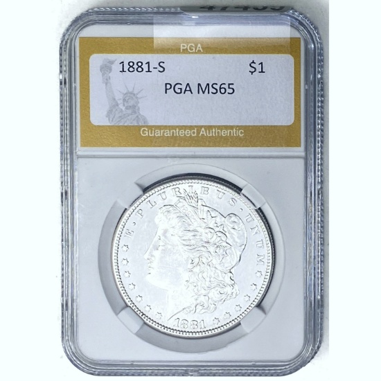 1881-S Morgan Dollar PGA MS65 SILVER