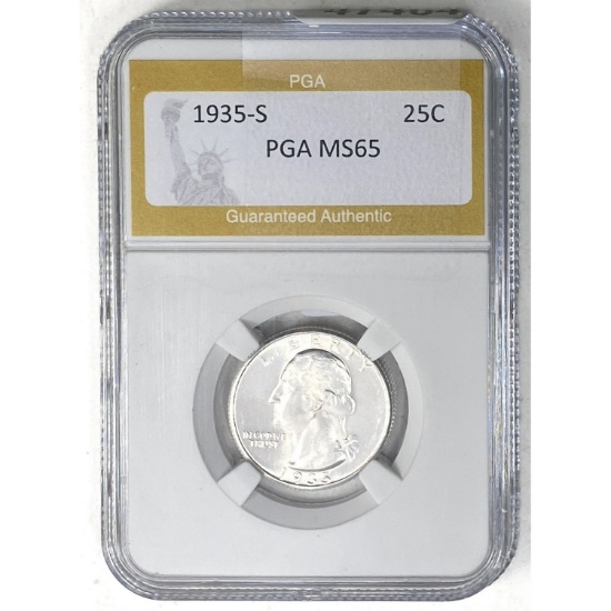 1935-S Washington Quarter PGA MS65