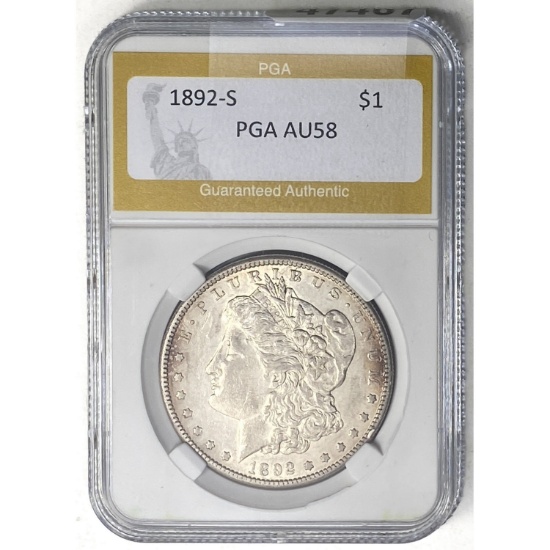 1892-S Morgan Dollar PGA AU58