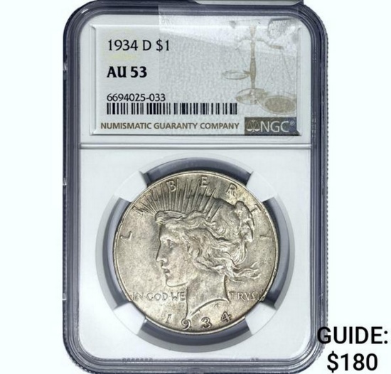 1934-D Silver Peace Dollar NGC AU53