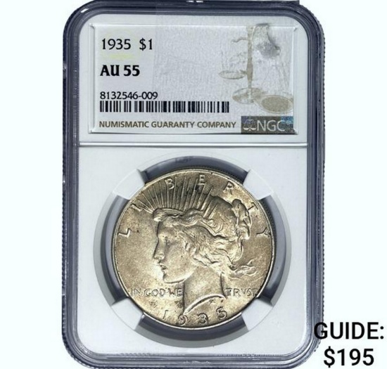 1935 Silver Peace Dollar NGC AU55