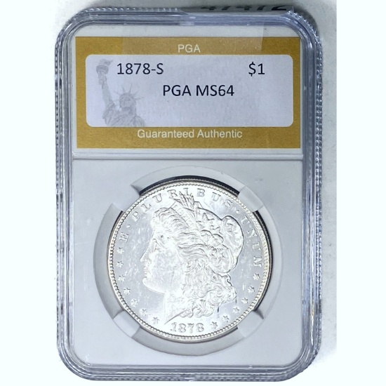 1878-S Morgan Dollar PGA MS64 SILVER