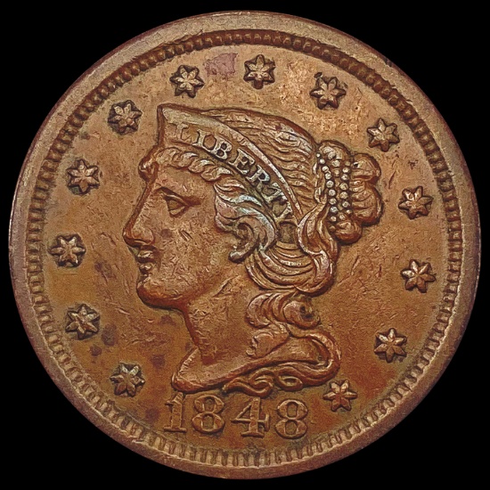 1848 Braided Hair Large Cent LIGHTLY CIRCULATED