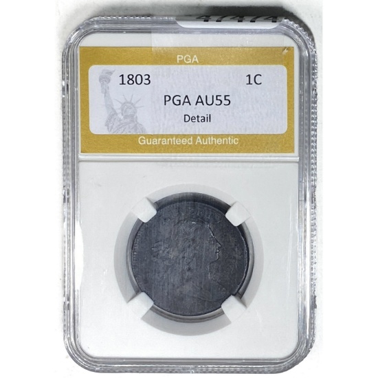1803 Draped Bust Large Cent PGA AU55