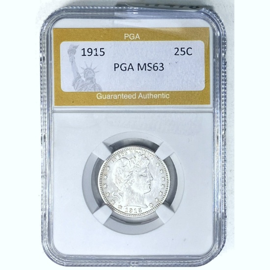 1915 Barber Quarter PGA MS63 SILVER